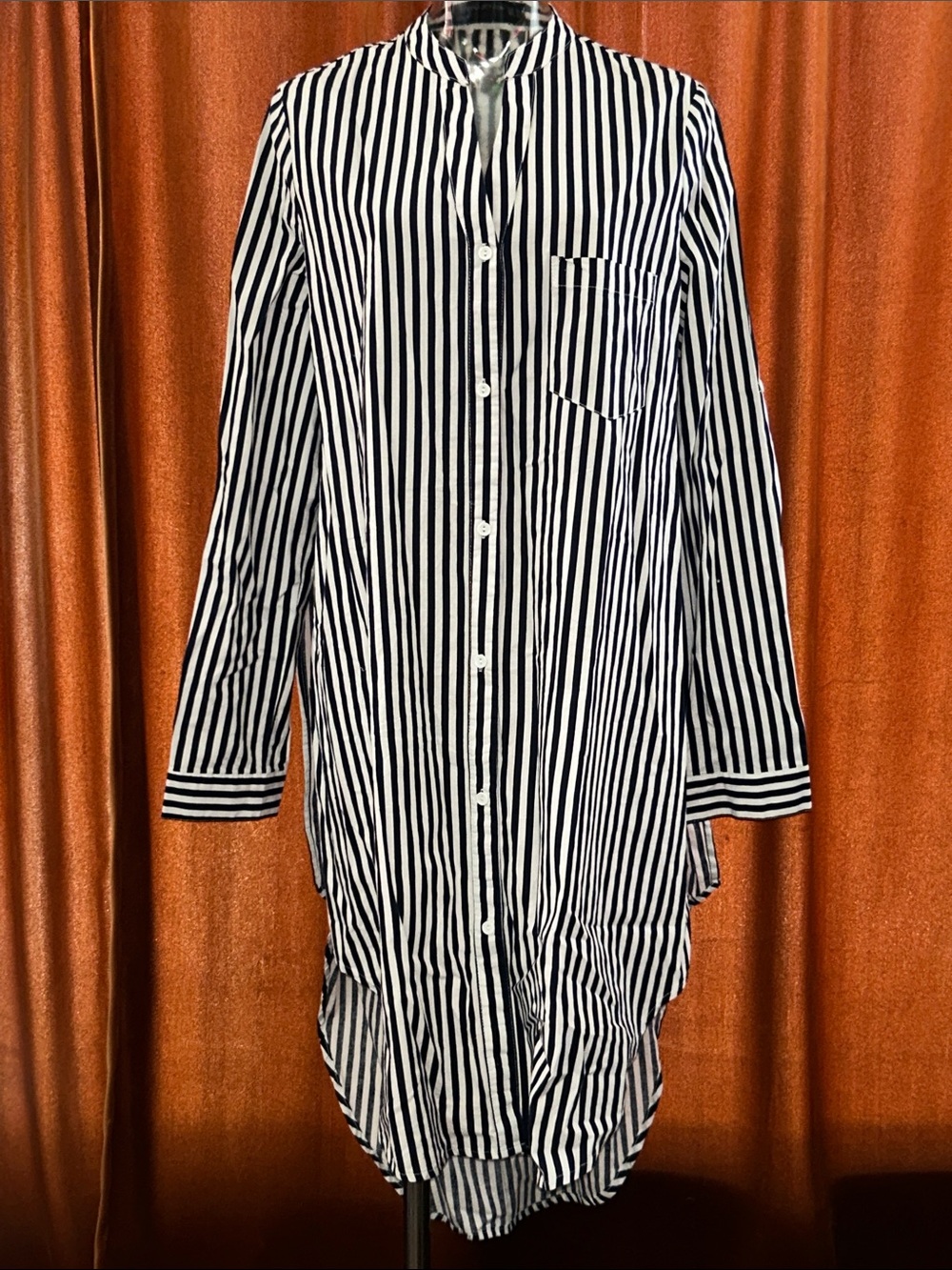 Black & White Striped Button-Front Shirt Dress